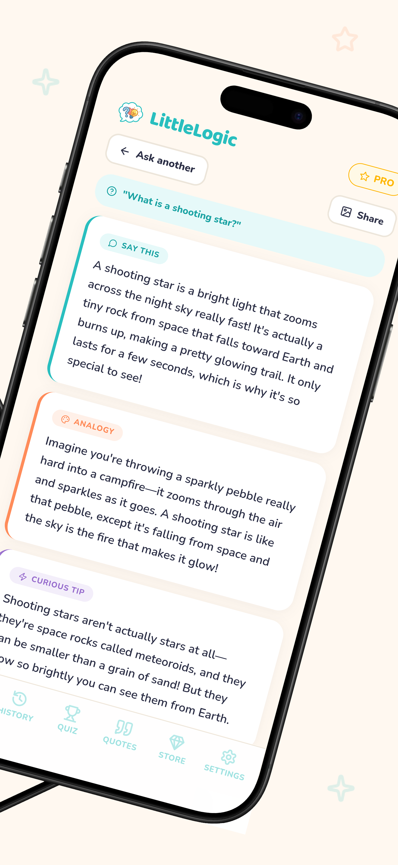 LittleLogic answer with say this, analogy, and curious tip