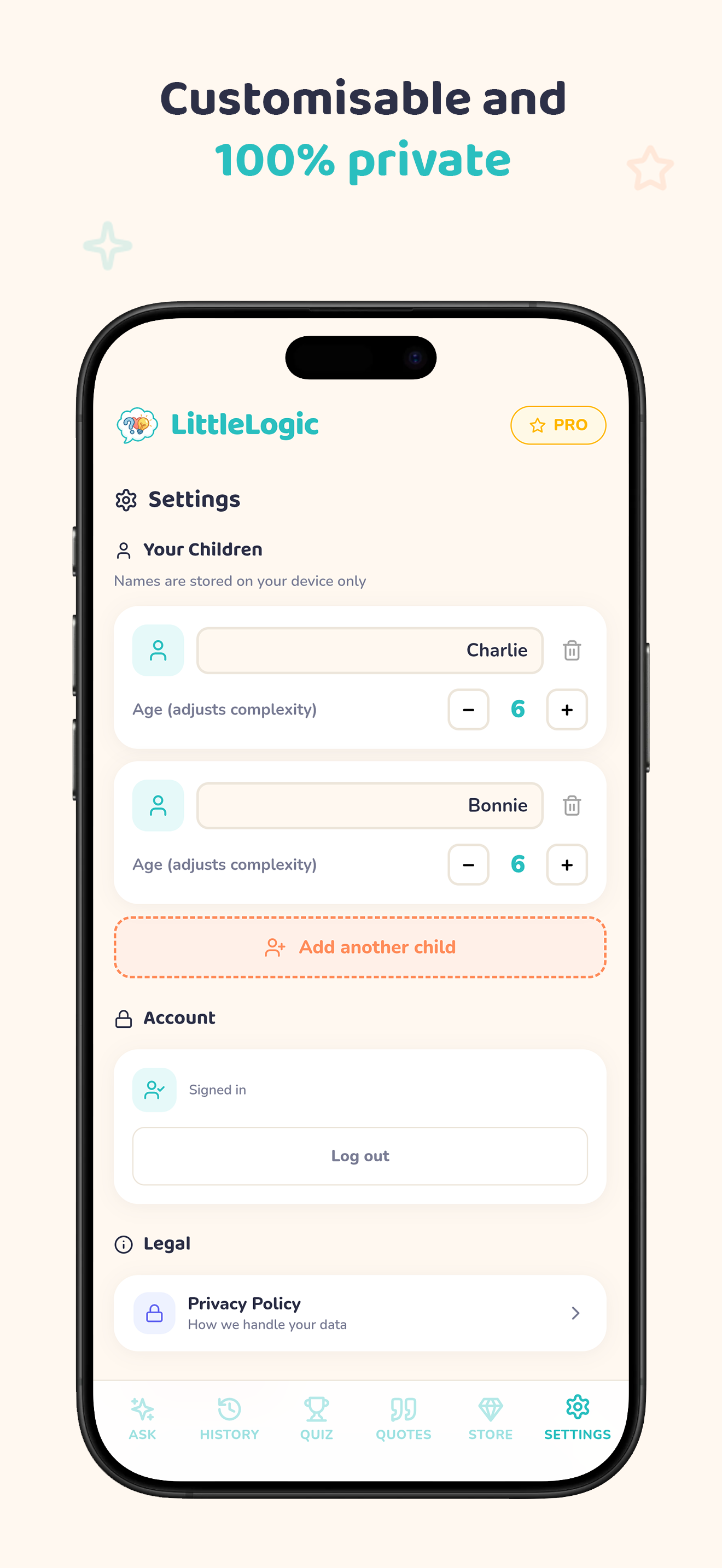 LittleLogic multi-child settings
