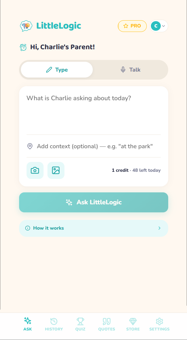 Ask a question by text, photo or voice
