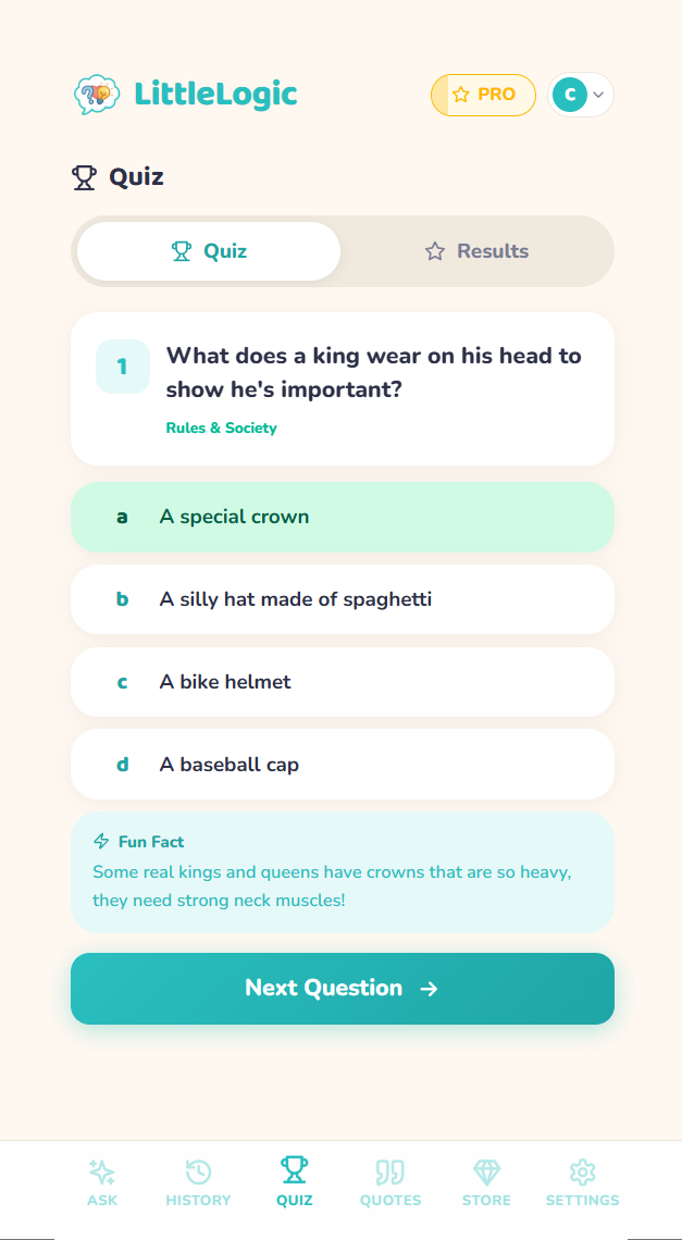 Quiz mode
